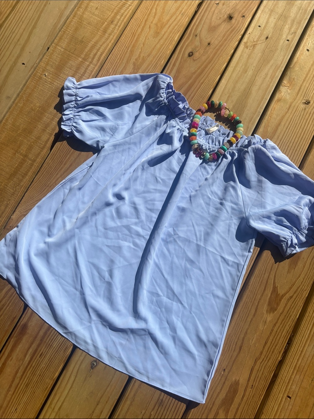 Light Blue Evaless size large Puff Sleeve Women's Top